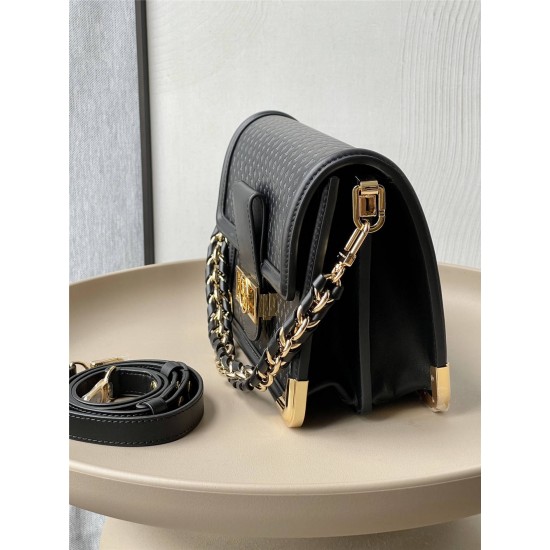 Louis Vuitton Dauphine Medium Handbag (M22276) Black Soft Calfskin Monogram Embossed, Size: 25x17x10.5cm