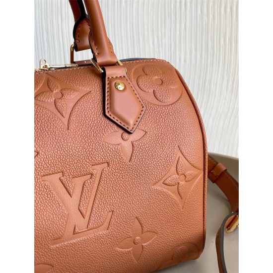 Louis Vuitton SPEEDY BANDOULIÈRE 25 Handbag (M59273) Caramel Monogram Empreinte Grained Leather, Size: 25x19x15cm