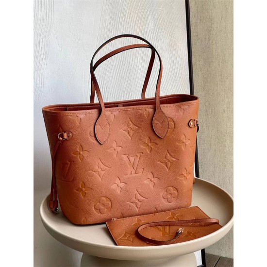 Louis Vuitton NEVERFULL Medium Handbag (M45686) Caramel Monogram Empreinte Soft Embossed Leather, Size: 31x28x14cm