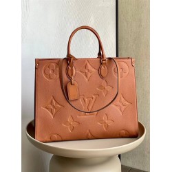 Louis Vuitton ONTHEGO Large Handbag (M44925) Caramel Onthego Handbag Monogram Empreinte Giant Embossed Soft Leather, Size: 41x34x19cm