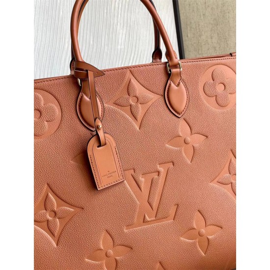 Louis Vuitton ONTHEGO Large Handbag (M44925) Caramel Onthego Handbag Monogram Empreinte Giant Embossed Soft Leather, Size: 41x34x19cm