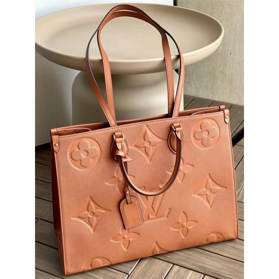 Louis Vuitton ONTHEGO Large Handbag (M44925) Caramel Onthego Handbag Monogram Empreinte Giant Embossed Soft Leather, Size: 41x34x19cm