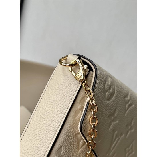 Louis Vuitton POCHETTE FÉLICIE Felicie Chain Bag (M82363) Ivory White Monogram Empreinte Leather, Size: 21x12x3cm