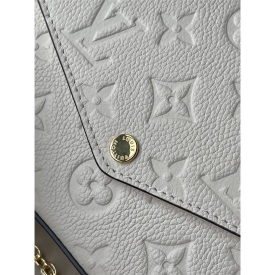 Louis Vuitton POCHETTE FÉLICIE Felicie Chain Bag (M82363) Ivory White Monogram Empreinte Leather, Size: 21x12x3cm