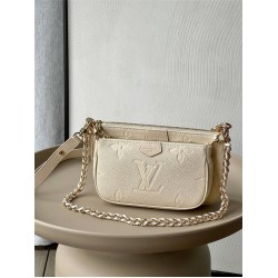 Louis Vuitton MULTI POCHETTE ACCESSOIRES Handbag (M46568) Ivory White Monogram Empreinte Leather, Size: 25x14.5x4.5cm