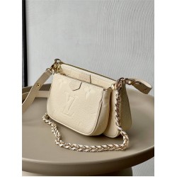 Louis Vuitton MULTI POCHETTE ACCESSOIRES Handbag (M46568) Ivory White Monogram Empreinte Leather, Size: 25x14.5x4.5cm