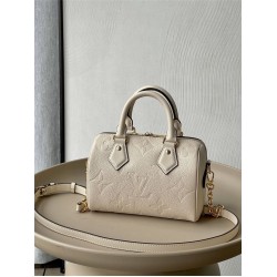 Louis Vuitton SPEEDY BANDOULIÈRE 20 Handbag (M58954) Ivory White Monogram Empreinte Leather, Size: 20.5x13.5x12cm