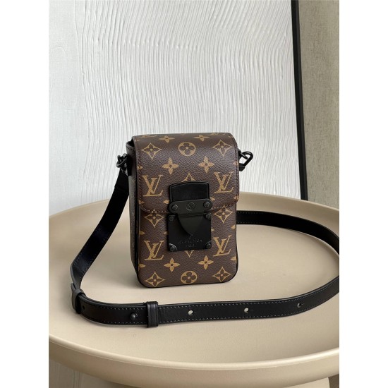 Louis Vuitton S-LOCK VERTICAL Mini Handbag (M81522) Monogram S-Lock Vertical Classic Monogram Macassar Canvas, Size: 12x19x7cm