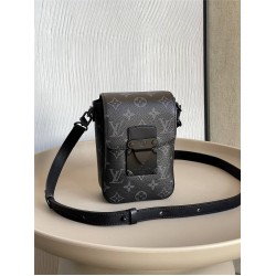 Louis Vuitton S-LOCK VERTICAL Mini Handbag (M81522) Monogram Eclipse Black S-Lock Vertical Classic Monogram Macassar Canvas Magnetic Design, Size: 12x19x7cm