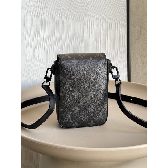 Louis Vuitton S-LOCK VERTICAL Mini Handbag (M81522) Monogram Eclipse Black S-Lock Vertical Classic Monogram Macassar Canvas Magnetic Design, Size: 12x19x7cm