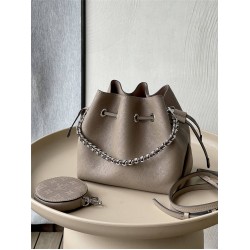 Louis Vuitton Bella Handbag (M21886) Gray, Bella Bucket Bag with Coin Purse made of Mahina Leather, Flat LV, Size: 19x22x14cm