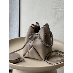 Louis Vuitton Bella Handbag (M21886) Gray, Bella Bucket Bag with Coin Purse made of Mahina Leather, Flat LV, Size: 19x22x14cm