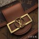 Louis Vuitton M68746 DAUPHINE Chain Bag Monogram and Monogram Reverse Two-tone Canvas LV Circle Hook, Size: 18.5x12x5cm