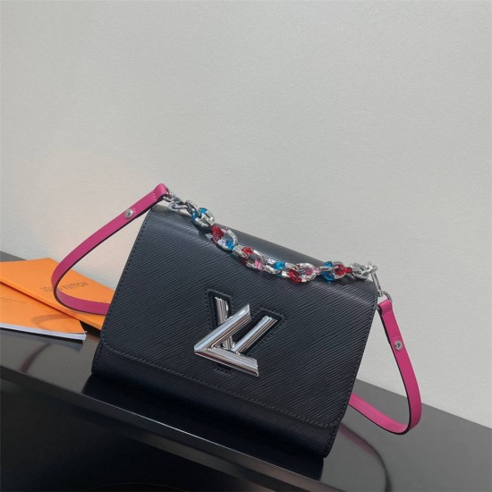 Louis Vuitton TWIST Medium Handbag (M57654) Black, Size: 23x17x9.5cm