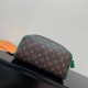 Louis Vuitton DOPP KIT Toiletry Bag (M46253) Green, Dopp Kit Toiletry Bag Monogram Macassar Canvas with Leather Trim, Size: 28x15x16.5cm