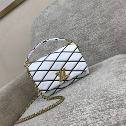 Louis Vuitton PICO GO-14 Medium Handbag (M22890) White GO-14 Medium Handbag in Lambskin Twist, Size: 23x16x10cm