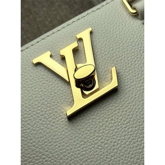 Louis Vuitton LOCK & GO Handbag (M23637) White Smooth Grain Calfskin, Size: 24.5x19x10.5cm