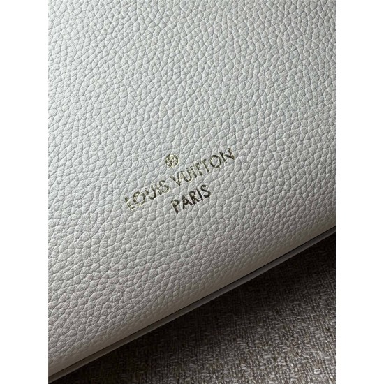 Louis Vuitton LOCK & GO Handbag (M23637) White Smooth Grain Calfskin, Size: 24.5x19x10.5cm