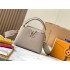 Louis Vuitton Capucines BB Handbag (M59433) Grey with Gold Clasp, Full-grain Calfskin, Size: 21x14x8 cm