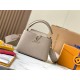 Louis Vuitton Capucines BB Handbag (M59433) Grey with Gold Clasp, Full-grain Calfskin, Size: 21x14x8 cm