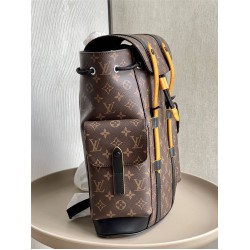 Louis Vuitton M46699 Yellow Leather Christopher Small Backpack in Monogram Canvas, Size: 32x39x12cm