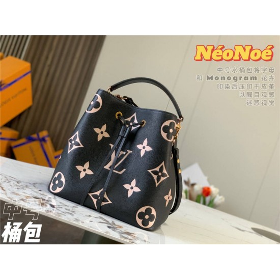 Louis Vuitton M45497 Black Printed NéoNoé NeoNoe Medium Bucket Bag, Size: 26.0x26.0x17.5cm