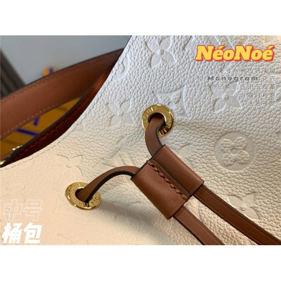 Louis Vuitton M45307 Off-White Embossed NéoNoé NeoNoe Medium Bucket Bag Monogram Empreinte Embossed Leather, Size: 26.0x26.0x17.5cm