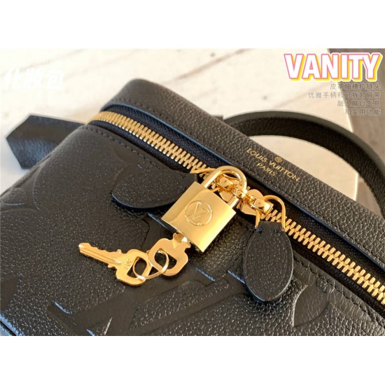 Louis Vuitton M45598 Black Embossed Vanity Small Handbag, Giant Monogram Embossed, Size: 19×13×11cm