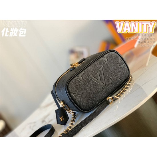 Louis Vuitton M45598 Black Embossed Vanity Small Handbag, Giant Monogram Embossed, Size: 19×13×11cm