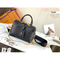 Louis Vuitton M45393 Black Petite Malle Souple Handbag made of Embossed Monogram Empreinte Leather, Size: 20x14x7.5cm