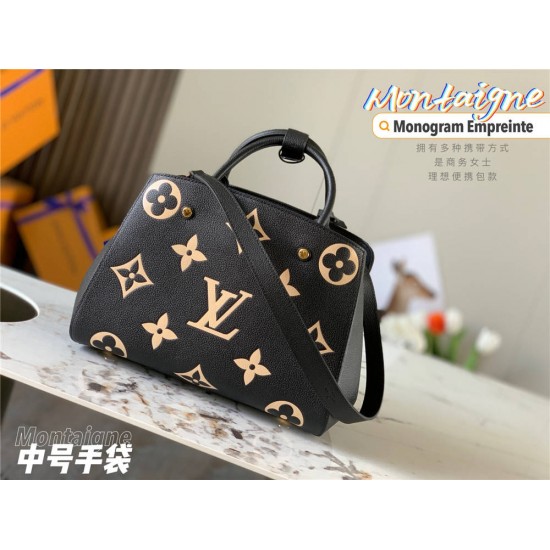 Louis Vuitton M45489 Medium Black Printed Montaigne Handbag, Size: 33×23×15cm