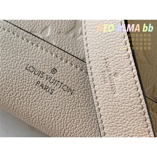 Louis Vuitton M44829 Off-White NEO ALMA bb Embossed Empreinte Leather, Soft and Vibrant Colors, Size: 25.0x18.0x12.0 cm