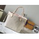 Louis Vuitton N41605 Check/Ballet Pink NEVERFULL Medium Handbag Damier Azur Canvas, Size: 32x28.5x17cm