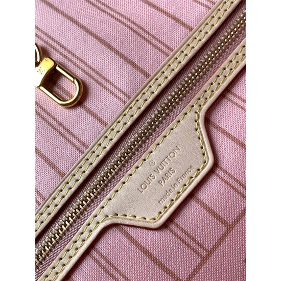 Louis Vuitton N41605 Check/Ballet Pink NEVERFULL Medium Handbag Damier Azur Canvas, Size: 32x28.5x17cm