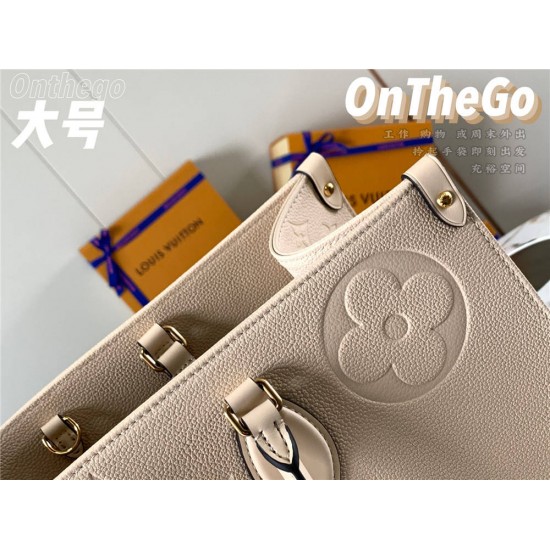 Louis Vuitton ONTHEGO Large Handbag (M45081) Off-White Embossed, Extra Large Monogram Print, Size: 41.0x34.0x19.0 cm