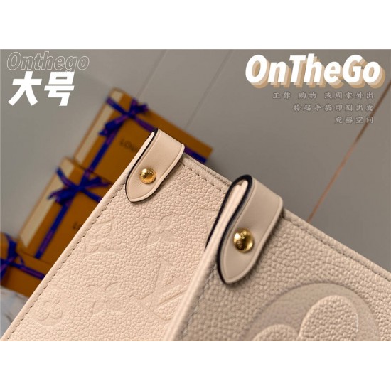 Louis Vuitton ONTHEGO Large Handbag (M45081) Off-White Embossed, Extra Large Monogram Print, Size: 41.0x34.0x19.0 cm