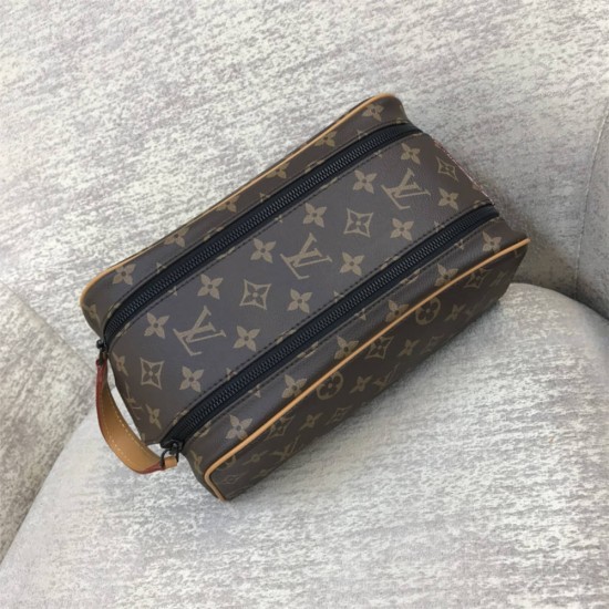 Louis Vuitton DOPP KIT Toiletry Bag (M46696) Monogram Macassar Coated Canvas, Size: 28x15x16.5cm