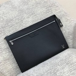 Louis Vuitton POCHETTE 24H Clutch (M30965) Black, Taïga Leather, Size: 36x25x2.5cm