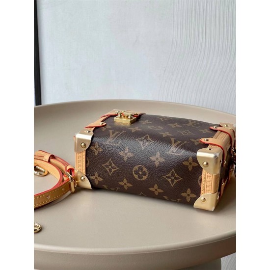 Louis Vuitton SIDE TRUNK Mini Handbag (M46815) Classic Monogram, Sharp Angles, Size: 18×12.5×8CM