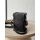 Louis Vuitton VERTICAL TRUNK Mini Handbag (M82070) Black Leather, Taurillon Embossed, Magnetic Flap, Size: 10.7x17.5x6.8cm