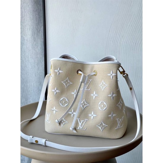 Louis Vuitton NéoNoé NeoNoe Medium Handbag (M22852) White, Size: 26x26x17.5cm