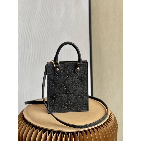 Louis Vuitton PETIT SAC PLAT Handbag (M80478) Black, Classic Sac Plat Handbag Design, Size: 14x17x5cm