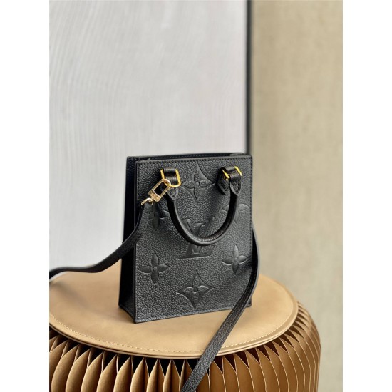 Louis Vuitton PETIT SAC PLAT Handbag (M80478) Black, Classic Sac Plat Handbag Design, Size: 14x17x5cm