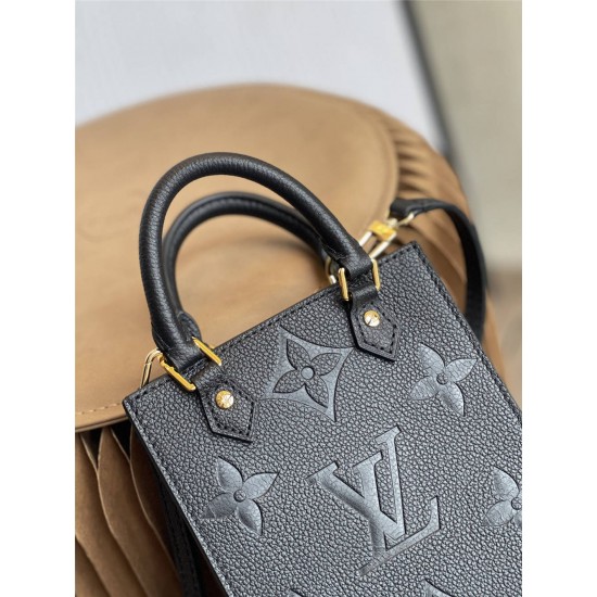 Louis Vuitton PETIT SAC PLAT Handbag (M80478) Black, Classic Sac Plat Handbag Design, Size: 14x17x5cm