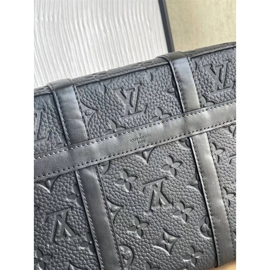 Louis Vuitton TRUNK Messenger Bag (M57726) Black, Monogram Embossed Taurillon Leather, Size: 24x18x5.5cm