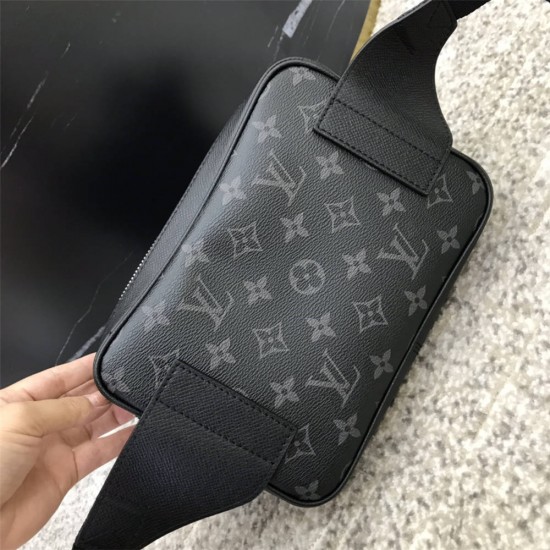 Louis Vuitton M30245 Black OUTDOOR Belt Bag, Limited Edition Outdoor Belt Bag with a mix of Monogram Canvas and Soft Taïga Leather, Size: 21x17x5cm