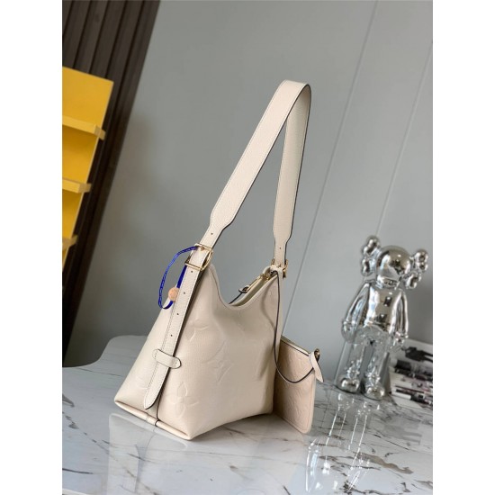 Louis Vuitton CARRYALL Small Handbag (M46293) White, Monogram Empreinte Embossed Leather, Size: 24x29.5x12cm