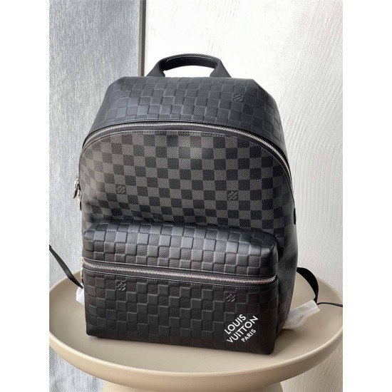 Louis Vuitton DISCOVERY Small Backpack (N40436) Black, Damier Infini Leather and Damier Graphite Canvas, Size: 30x40x20cm