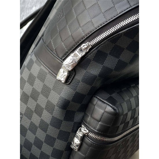 Louis Vuitton DISCOVERY Small Backpack (N40436) Black, Damier Infini Leather and Damier Graphite Canvas, Size: 30x40x20cm