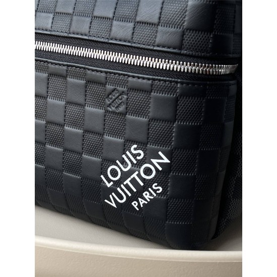 Louis Vuitton DISCOVERY Small Backpack (N40436) Black, Damier Infini Leather and Damier Graphite Canvas, Size: 30x40x20cm